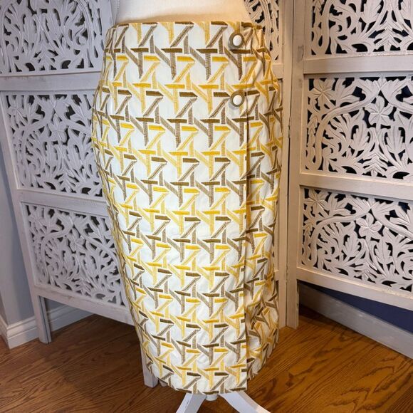 Tory Burch Dresses & Skirts - Tory Burch Yellow and Brown Geometric Midi Skirt NWT Sz 2